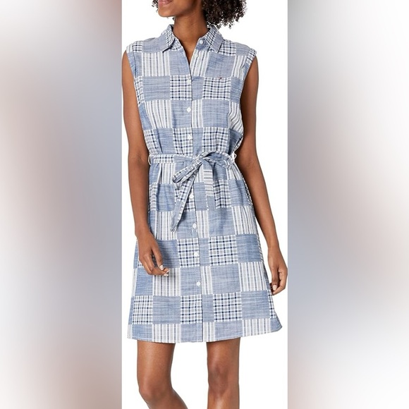 Women’s Tommy Hilfiger 100% Cotton Patchwork dress size 14 - Picture 1 of 7